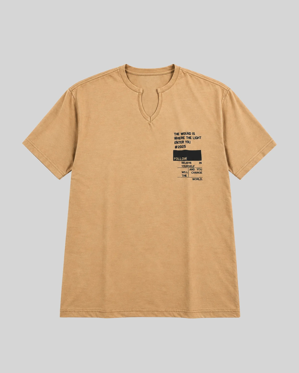 Men's Premium Light-Brown Printed T-Shirt