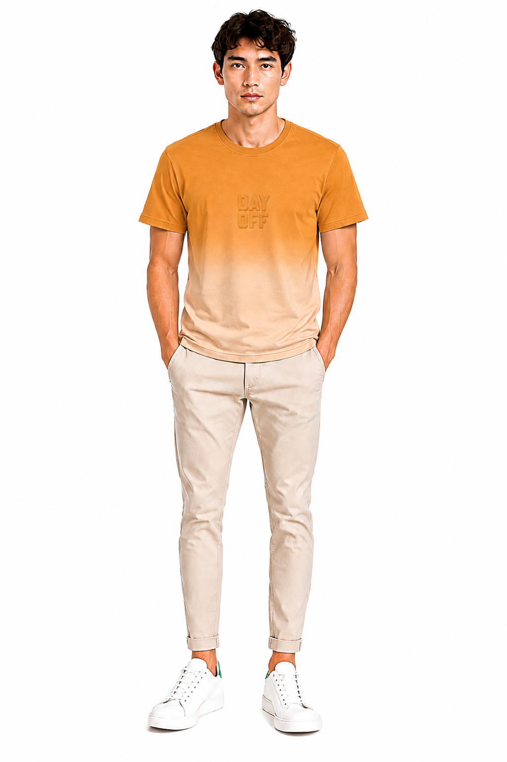 Men's Premium Dip dye T-Shirt (Rust & Beige)