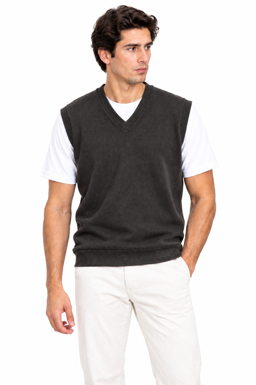 Men's Premium L-T Olive Knitted Vest