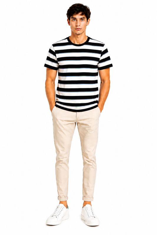 Men's Premium Yarn Dyed Stripe Round Neck T-Shirt