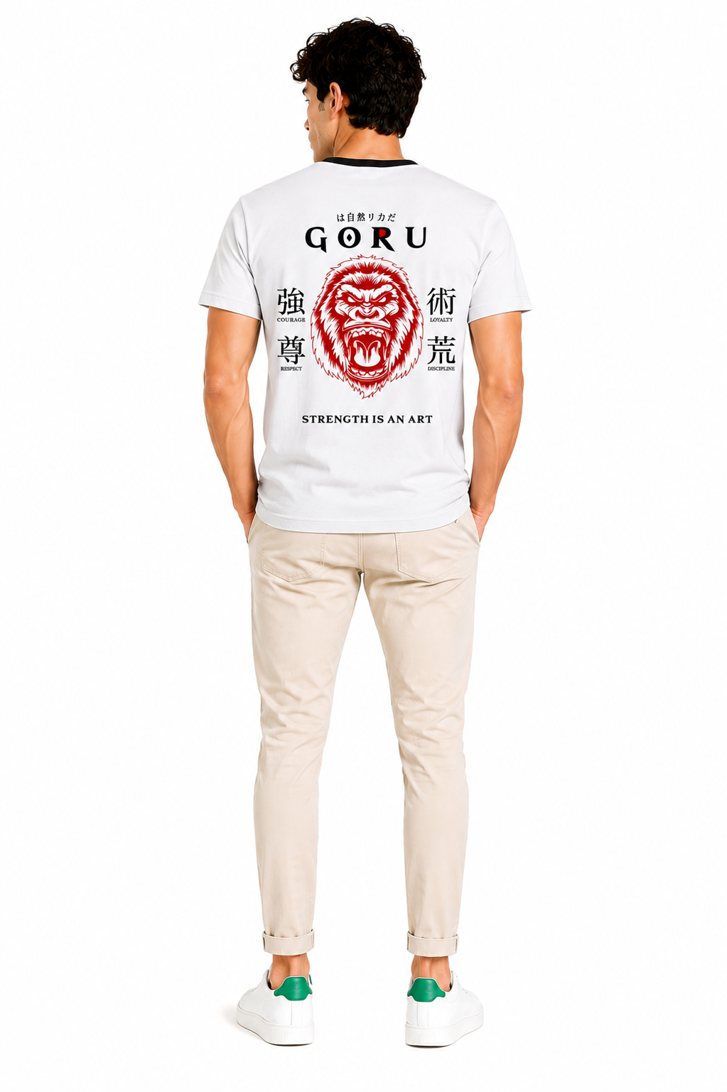 Men's Premium Goru White & Black T-Shirt