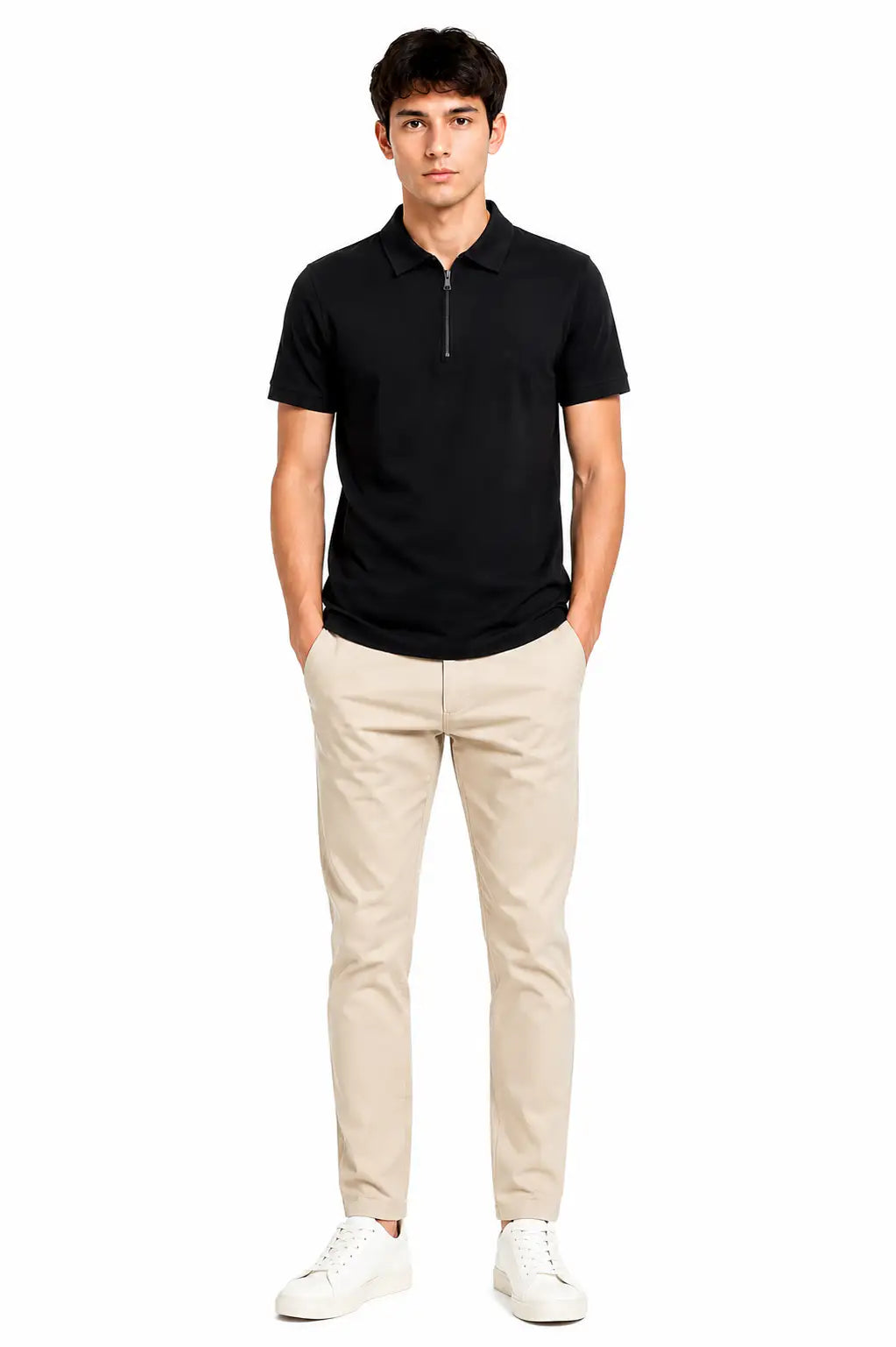 Men's Premium Black Zip Polo Shirt