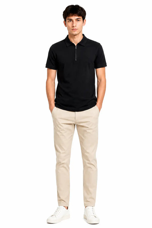 Men's Premium Black Zip Polo Shirt