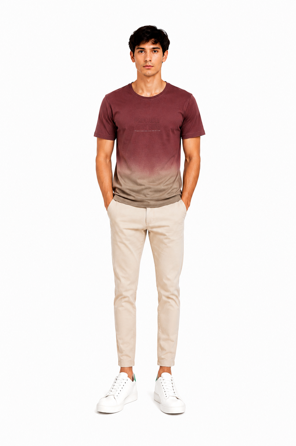 Men's Premium Dip dye T-Shirt (Marhoon & Gray)
