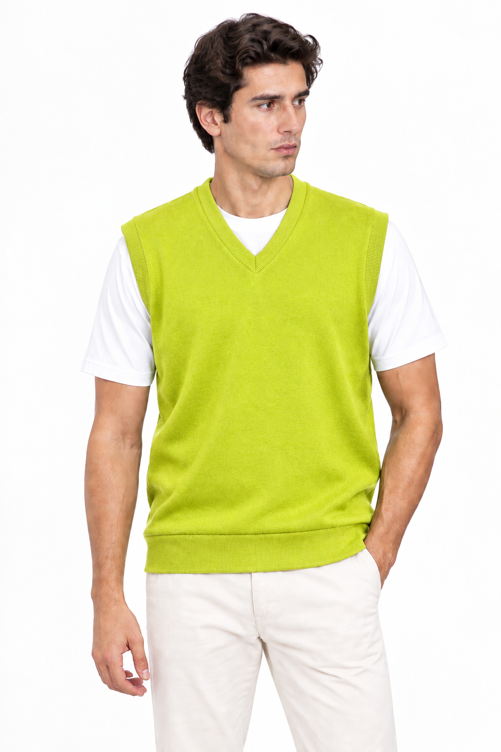 Men's Premium L-T Green Knitted Vest