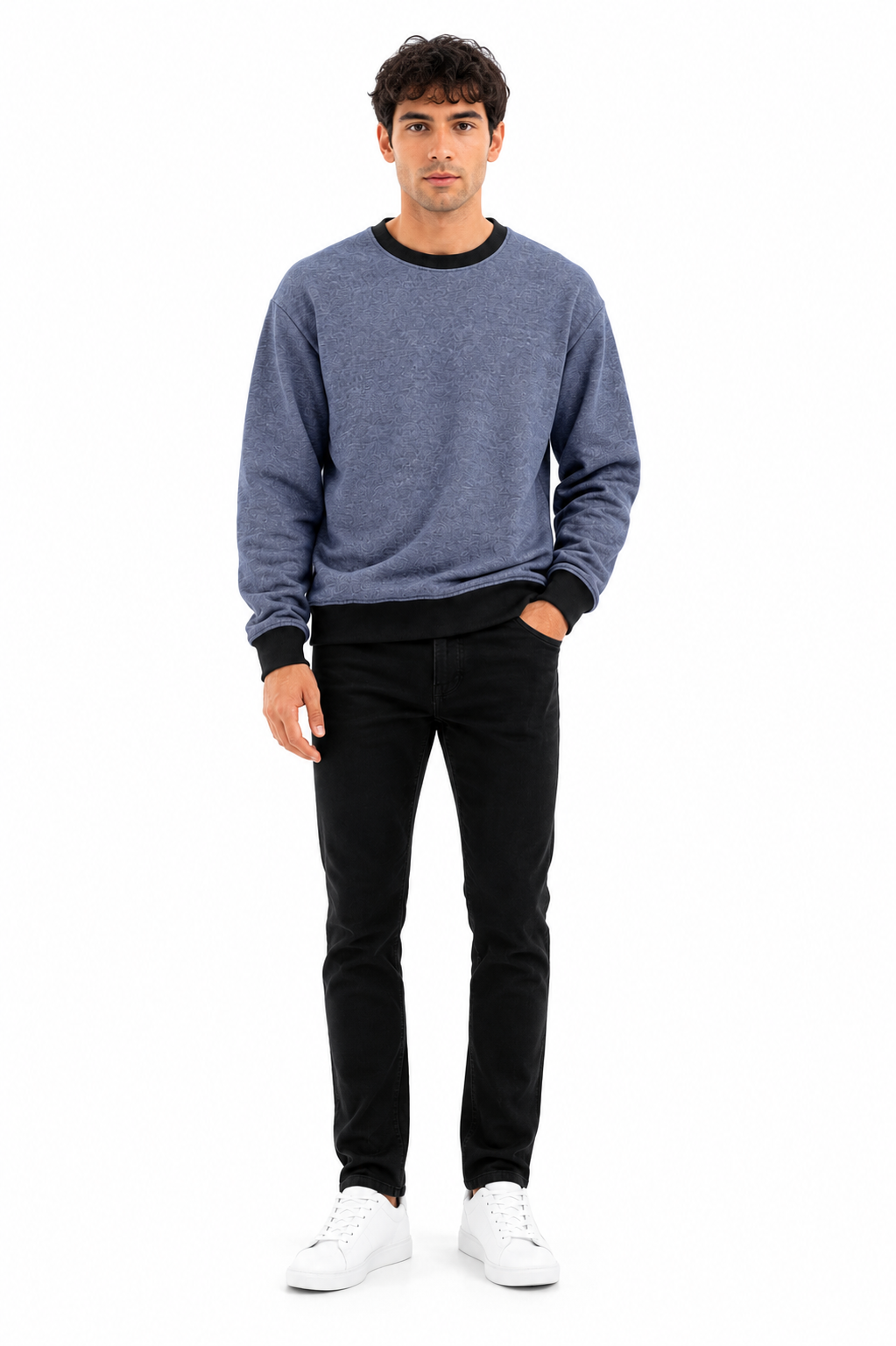 Men's Premium Jeans Blue Sweatshirt