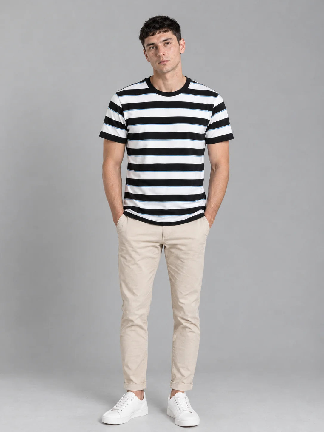 Men's Premium Stripe Round Neck T-Shirt