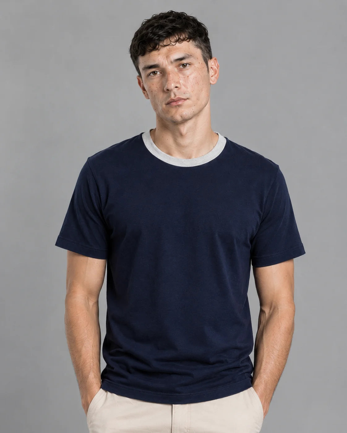 Men's Premium Gray Collar Ringer T-Shirt