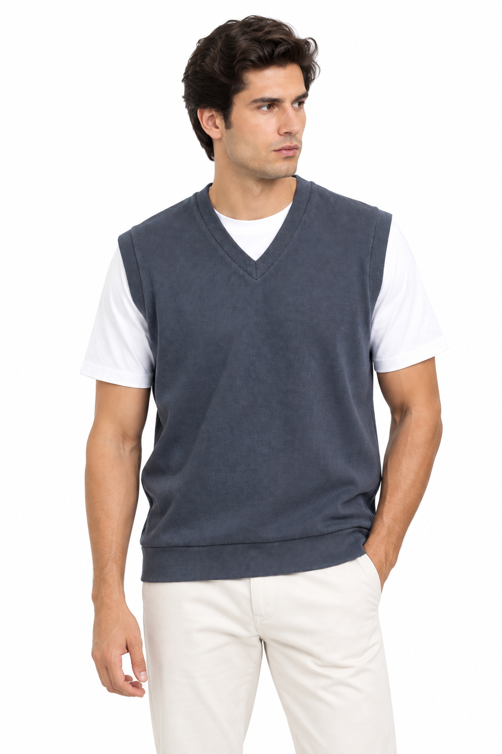 Men's Premium L-T Navy Knitted Vest