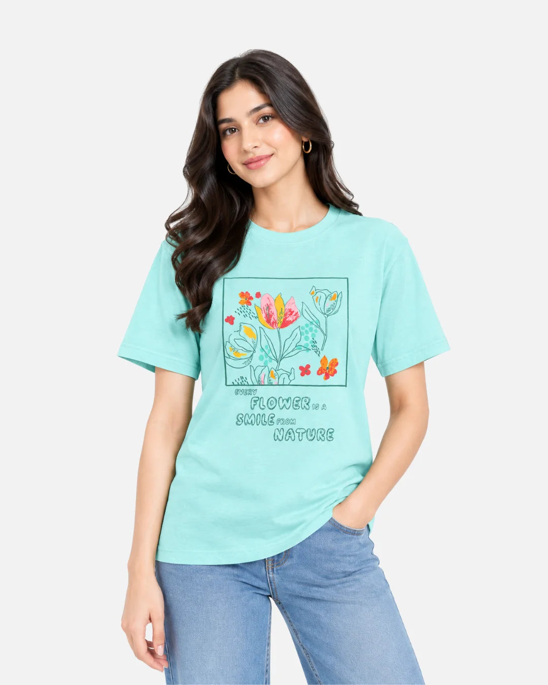 Women's Every Flower Is A Smile Graphic T-Shirt