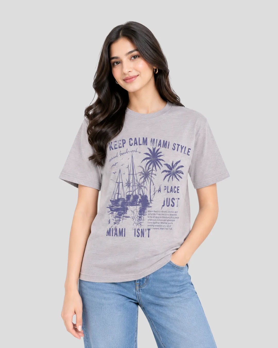 Women's Keep Calm Miami Style Graphic T-Shirt