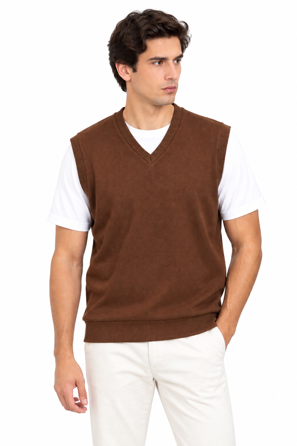 Men's Premium D-Brown Knitted Vest