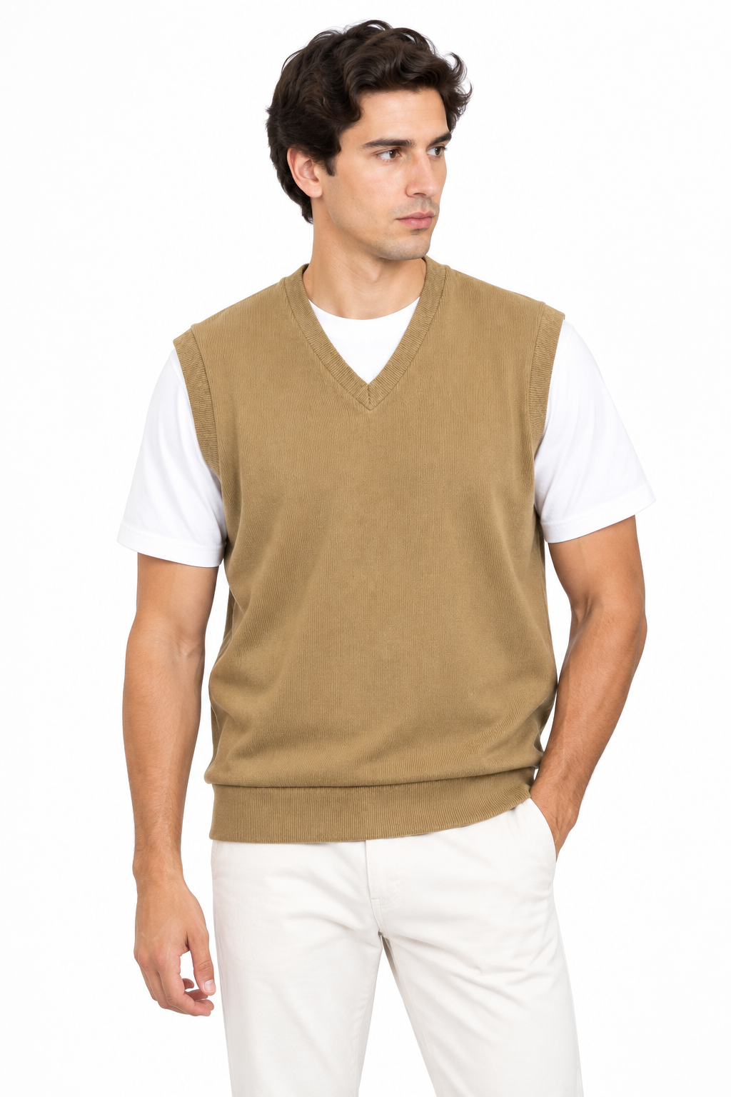 Men's Premium Khaki Knitted Vest