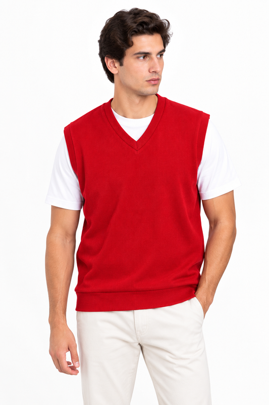 Men's Premium Red Dhalia Knitted Vest